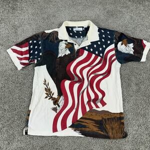 American Summer Shirt Mens L Bald Eagle Stars & Stripes Flag Patriotic Vintage